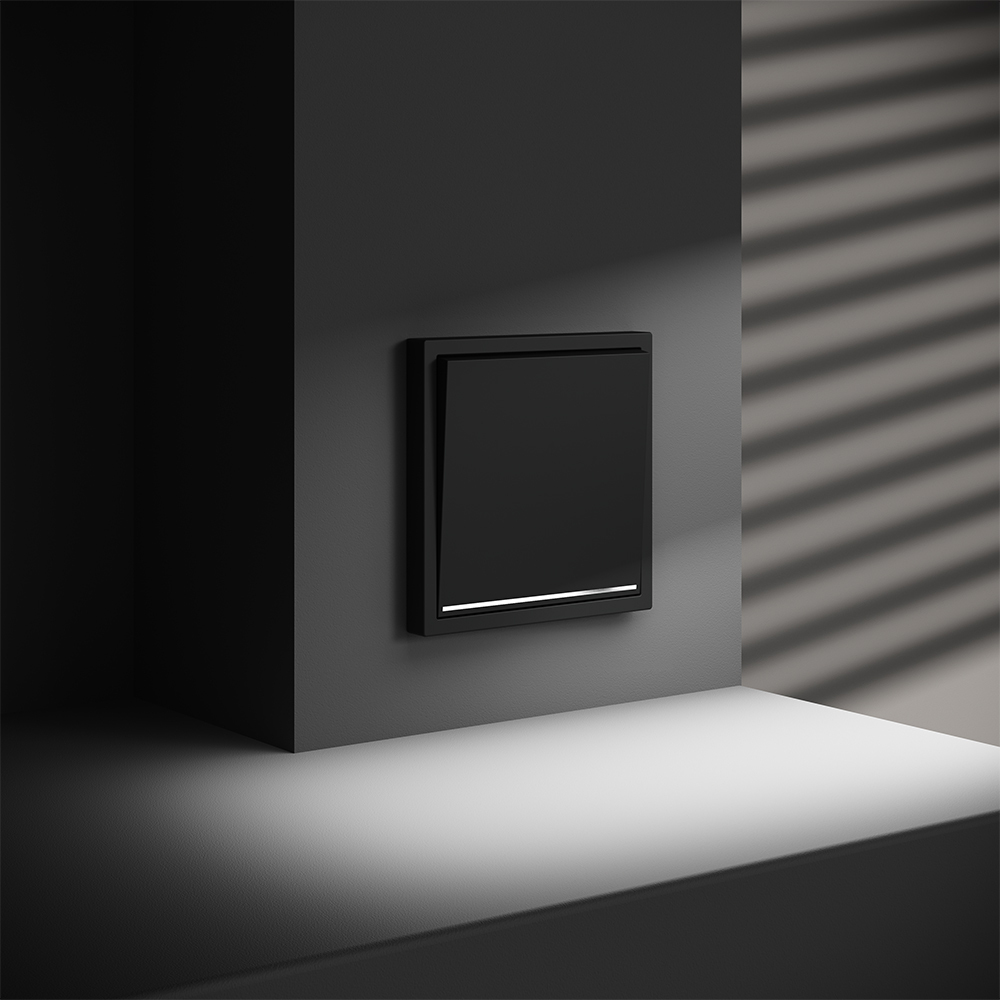 Выключатель одноклавишный с подсветкой Voltum S70 VLS010208 (черный матовый)