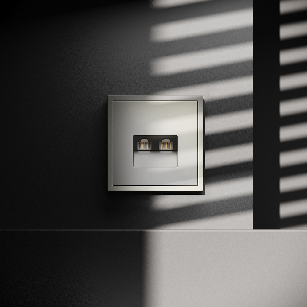 Розетка компьютерная двойная Voltum S70 VLS060204 (шелк)