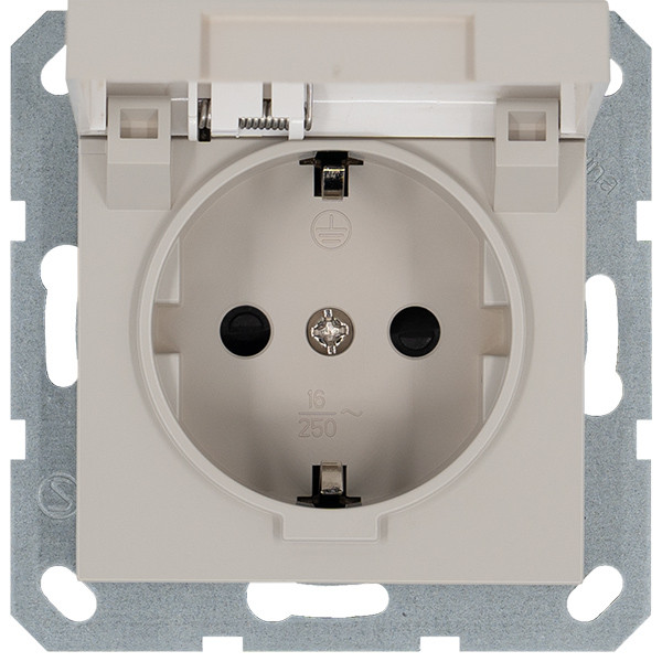 Розетка SHUKO с крышкой и защитными шторками 16A 250V 2P+T, цвет Тауп Jasmart G5505T