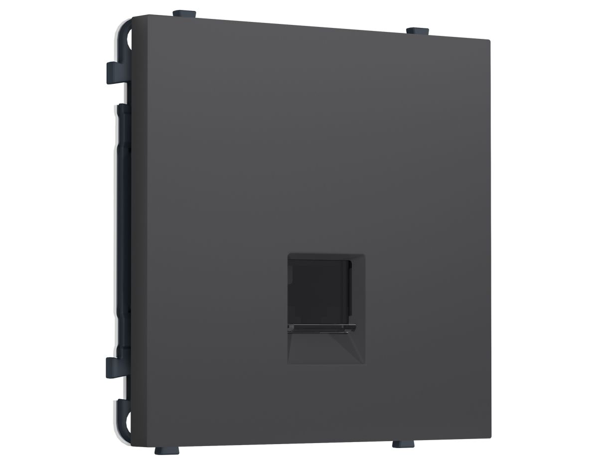 Комплект механизма телефонной розетки SIGMA Графит Мягкое касание RJ-11 Ambrella Volt MS912030 (SP9120, PR190)