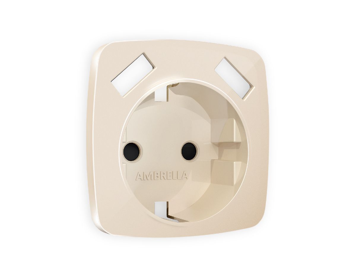 Лицевая панель для розетки с/з со шторками 2USB A+A Ambrella Volt Omega OP3090