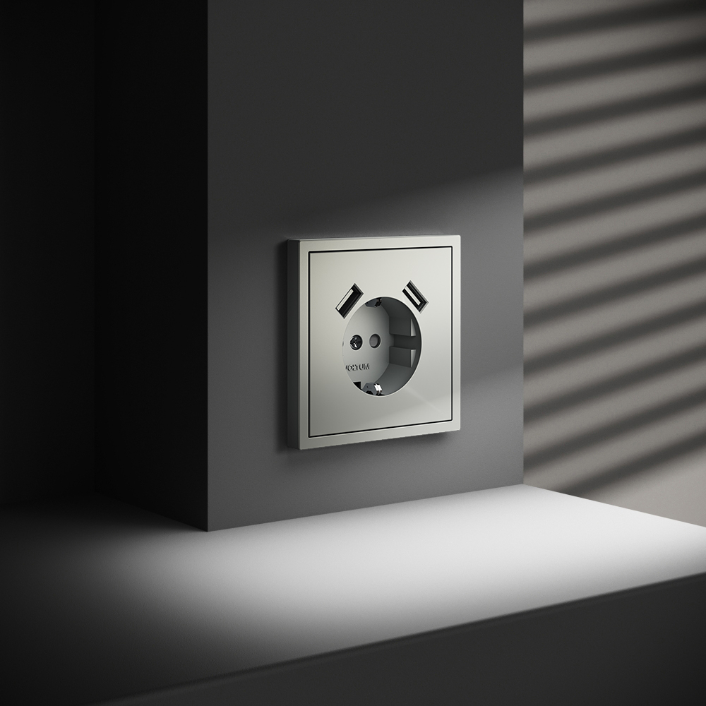 Розетка с USB, А+А Voltum S70 VLS040405 (сталь)