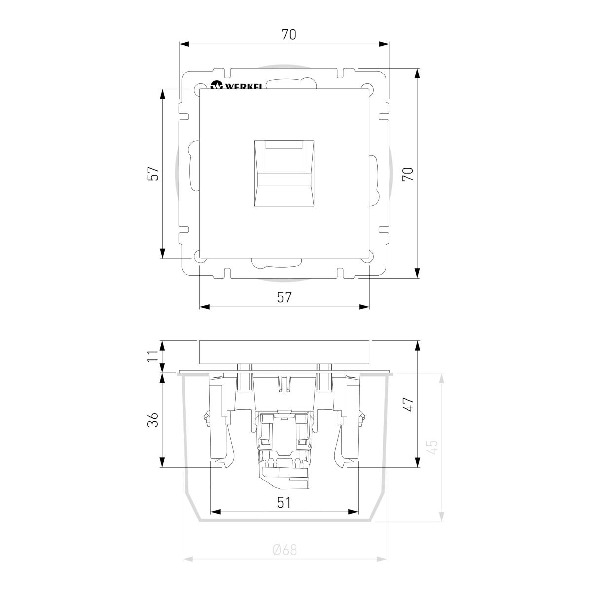 Телефонная розетка Werkel RJ-11 перламутровый рифленый W1182013 4690389172731