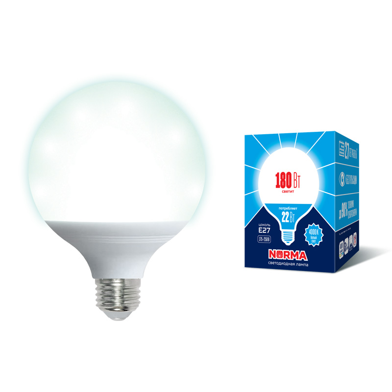 Лампа светодиодная Volpe Norma LED-G120-22W/4000K/E27/FR/NR картон UL-00004876 Лампа светодиодная Volpe Norma LED-G120-22W/4000K/E27/FR/NR картон UL-00004876