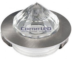 Светильник LED встраиваемый, круг, матовый хром, 1W, 220V, теплый 2700K, 70Lm, HL661LMTC