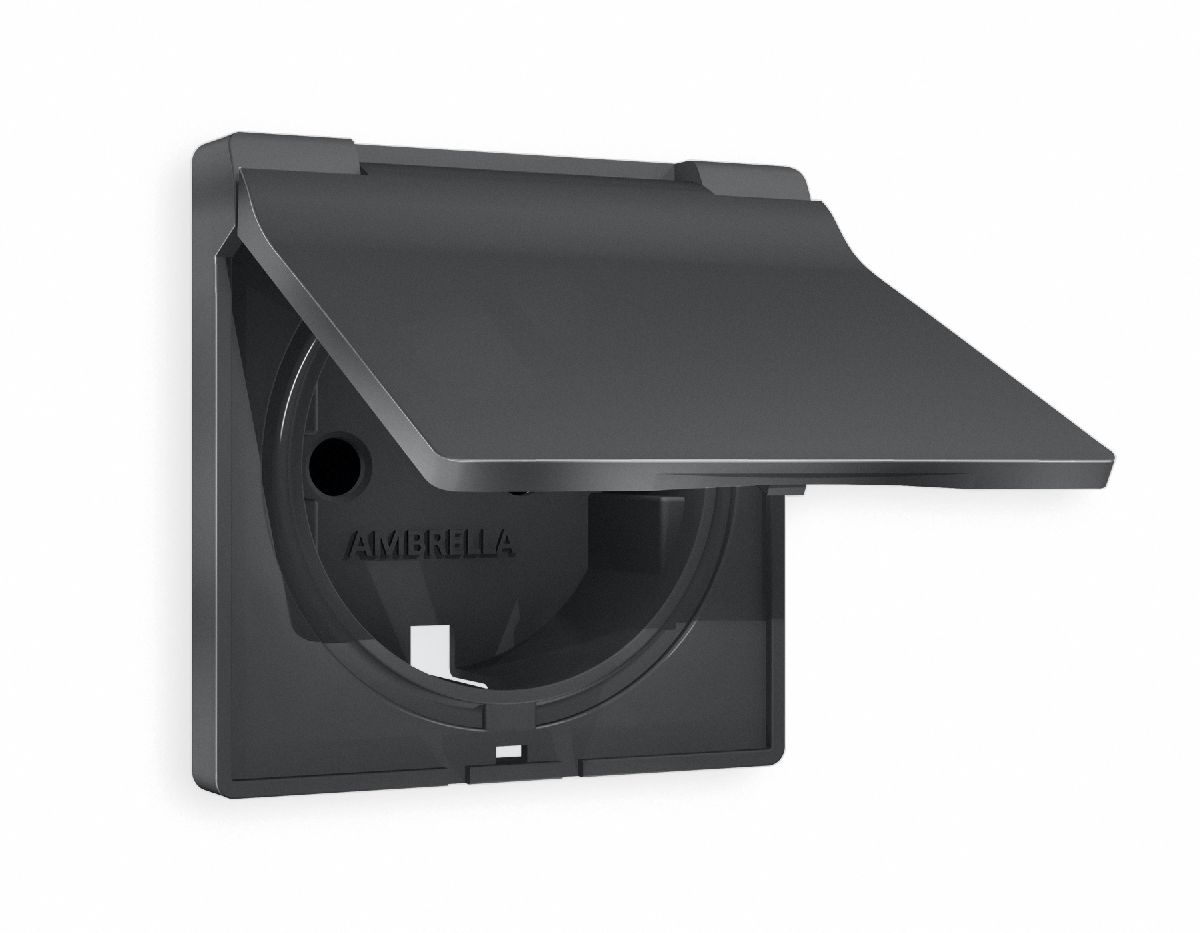 Лицевая панель для розетки с/з со шторками и крышкой Ambrella Volt Alfa AP9080