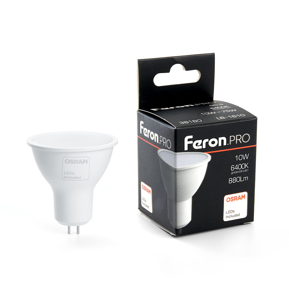 Лампа светодиодная Feron PRO LB-1610 MR16 G5.3 10W 6400K 38160 Лампа светодиодная Feron PRO LB-1610 MR16 G5.3 10W 6400K 38160