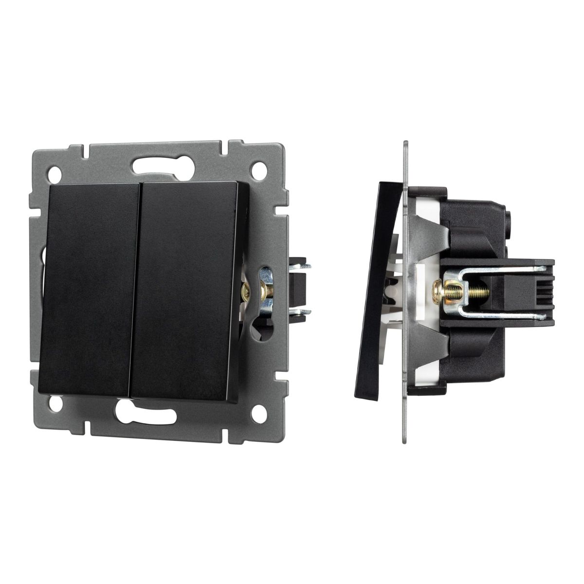 Механизм выключателя двухклавишный непроходной Arlight SWT-MK02-PL-BK-V (250V, 10A) 049888