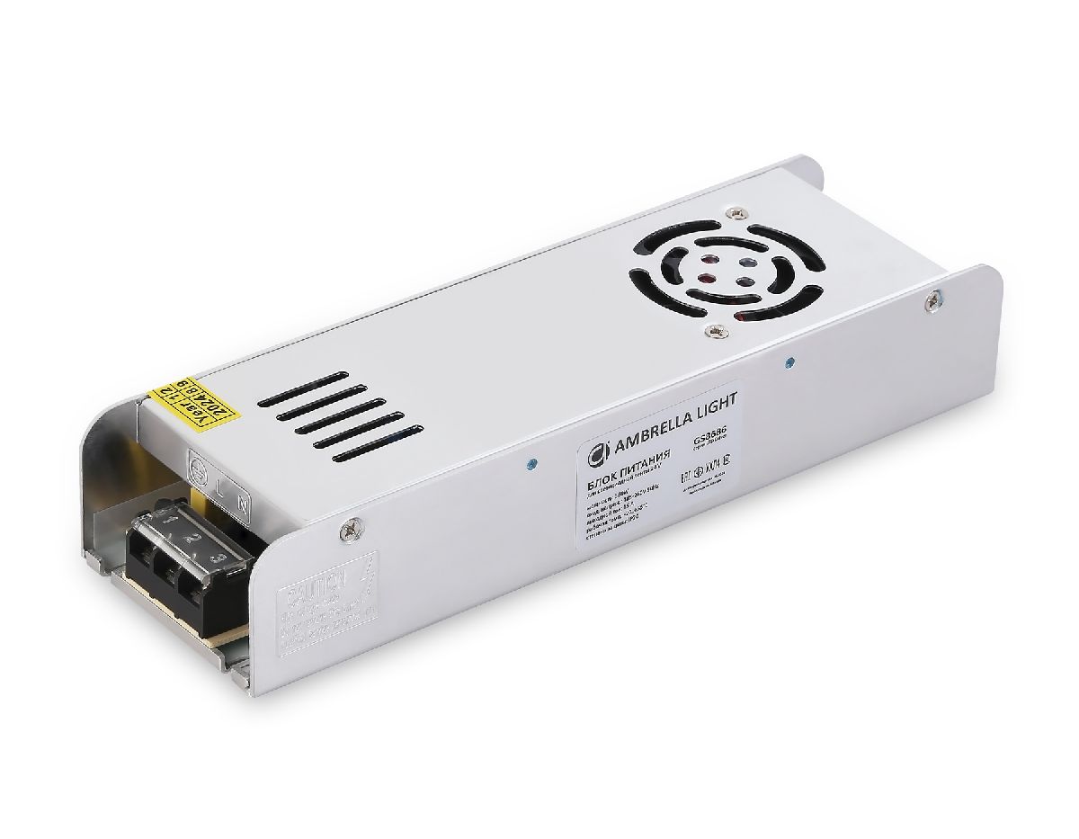 Блок питания с EMC для светодиодной ленты Ambrella Light Illumination 360Вт DC24В 15A IP20 GS8686 Блок питания с EMC для светодиодной ленты Ambrella Light Illumination 360Вт DC24В 15A IP20 GS8686