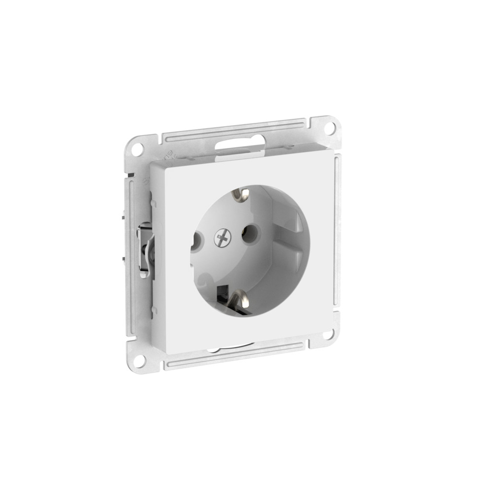 Розетка с заземлением, 16А, мех., быстрозажим. клем. Systeme Electric AtlasDesign Белый ATN000143S