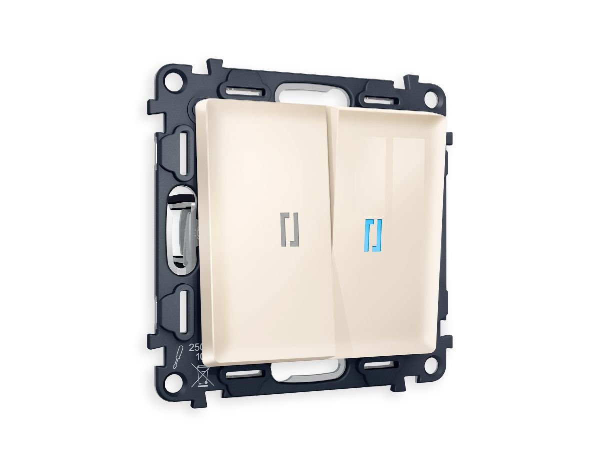 Комплект механизма 2-кл проходного выключателя с подсветкой Ambrella Volt Alfa MA304040