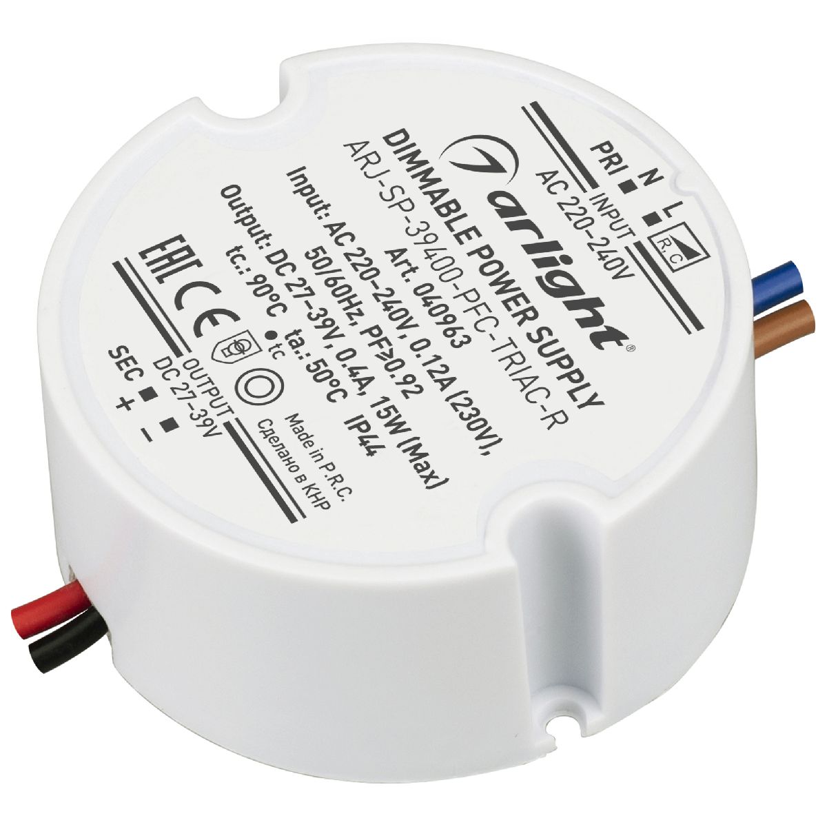 Блок питания Arlight ARJ-SP-39400-PFC-TRIAC-R (15W, 27-39V, 400mA) 040963 Блок питания Arlight ARJ-SP-39400-PFC-TRIAC-R (15W, 27-39V, 400mA) 040963