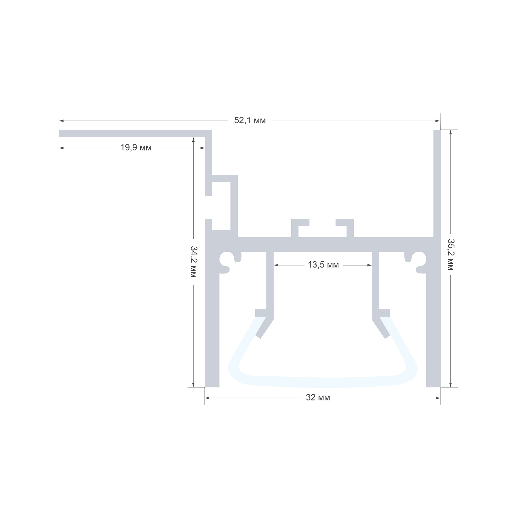 Алюминиевый профиль для натяжного потолка Apeyron 08-54