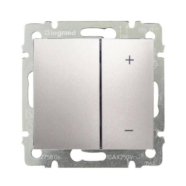 Диммер кнопочный Legrand Valena 400W алюминий 770262 Диммер кнопочный Legrand Valena 400W алюминий 770262