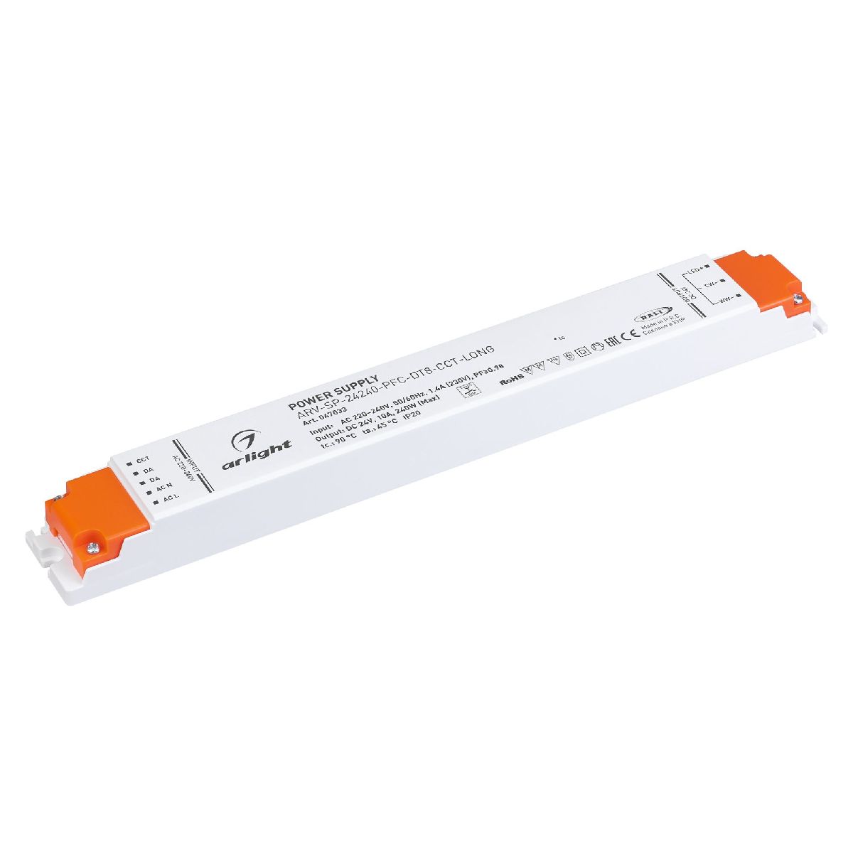 Блок питания Arlight ARV-SP-24240-PFC-DT8-CCT-LONG (24V, 10A, 240W) 047033 Блок питания Arlight ARV-SP-24240-PFC-DT8-CCT-LONG (24V, 10A, 240W) 047033