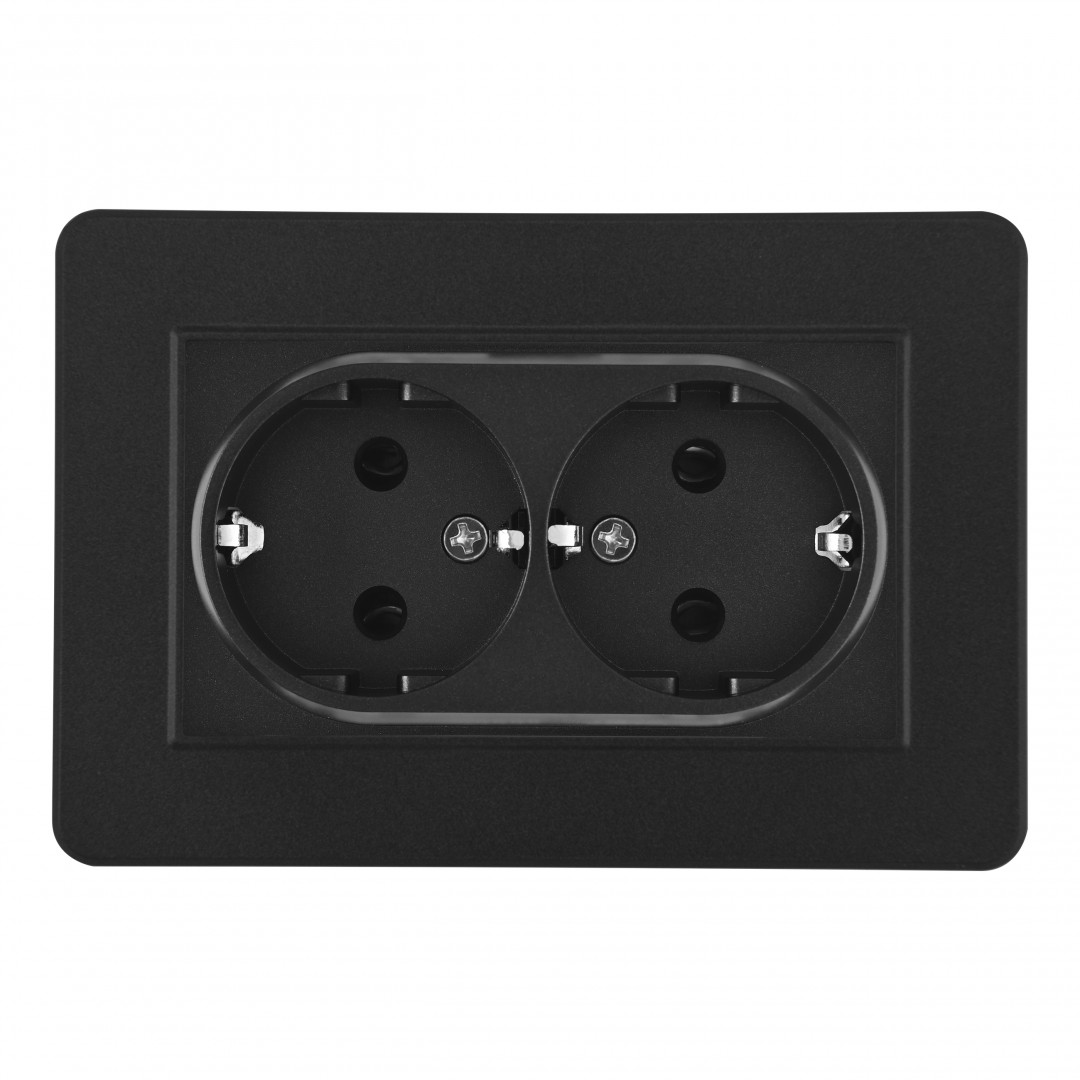 Розетка двойная с/з и шторками Arte Milano SET16-double-40-2 black