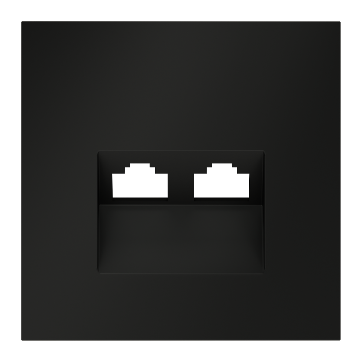 Накладка для розетки компьютерной двойной RJ45+RJ45 кат.6 Voltum S70 (черный матовый) VLS001408