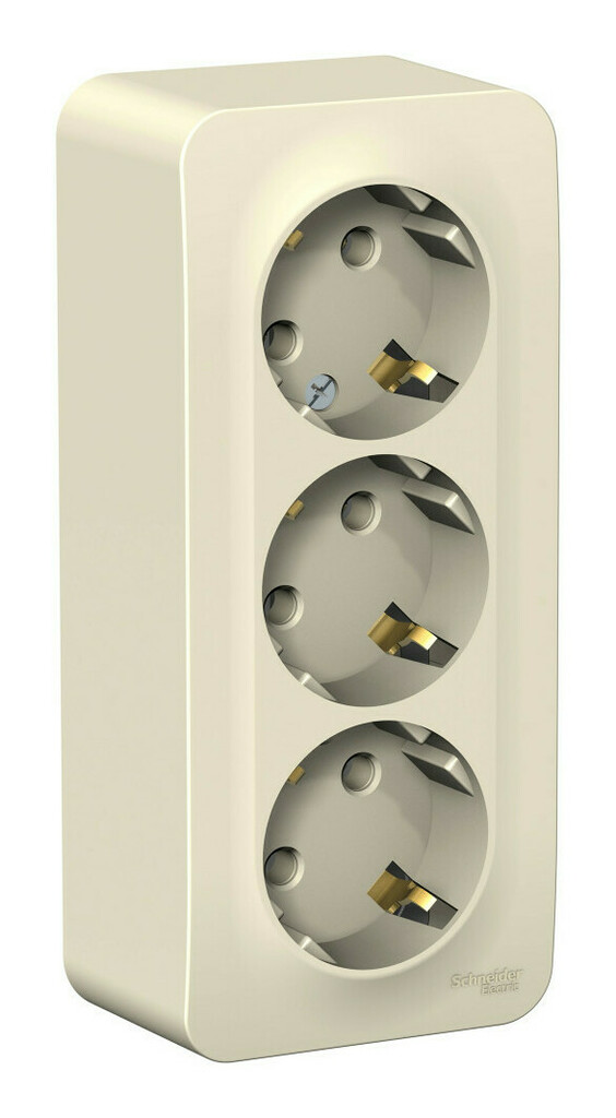 Розетка 3-ая с/з без шторок 16А, 250В, изолир. Пластина Systeme Electric Blanca наруж Молочная BLNRA010312