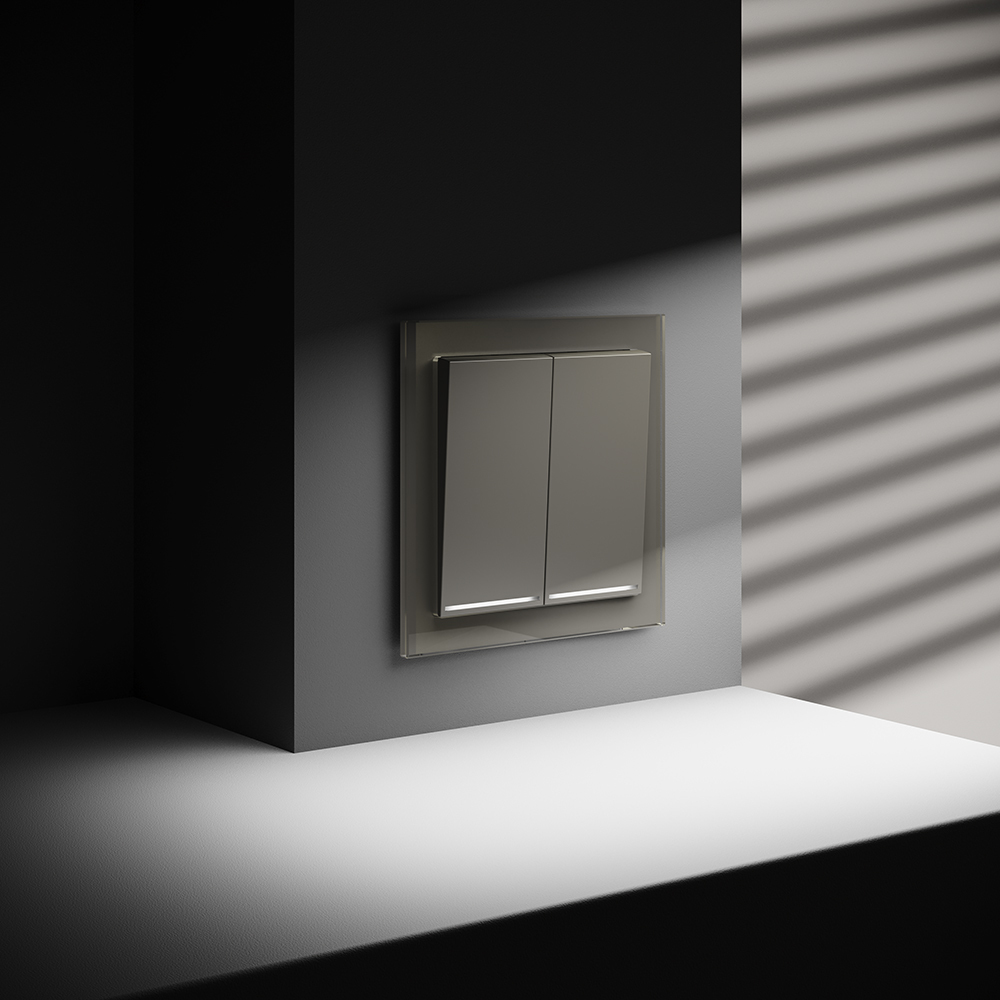 Выключатель двухклавишный с подсветкой Voltum S70 VLS020204 (шелк)