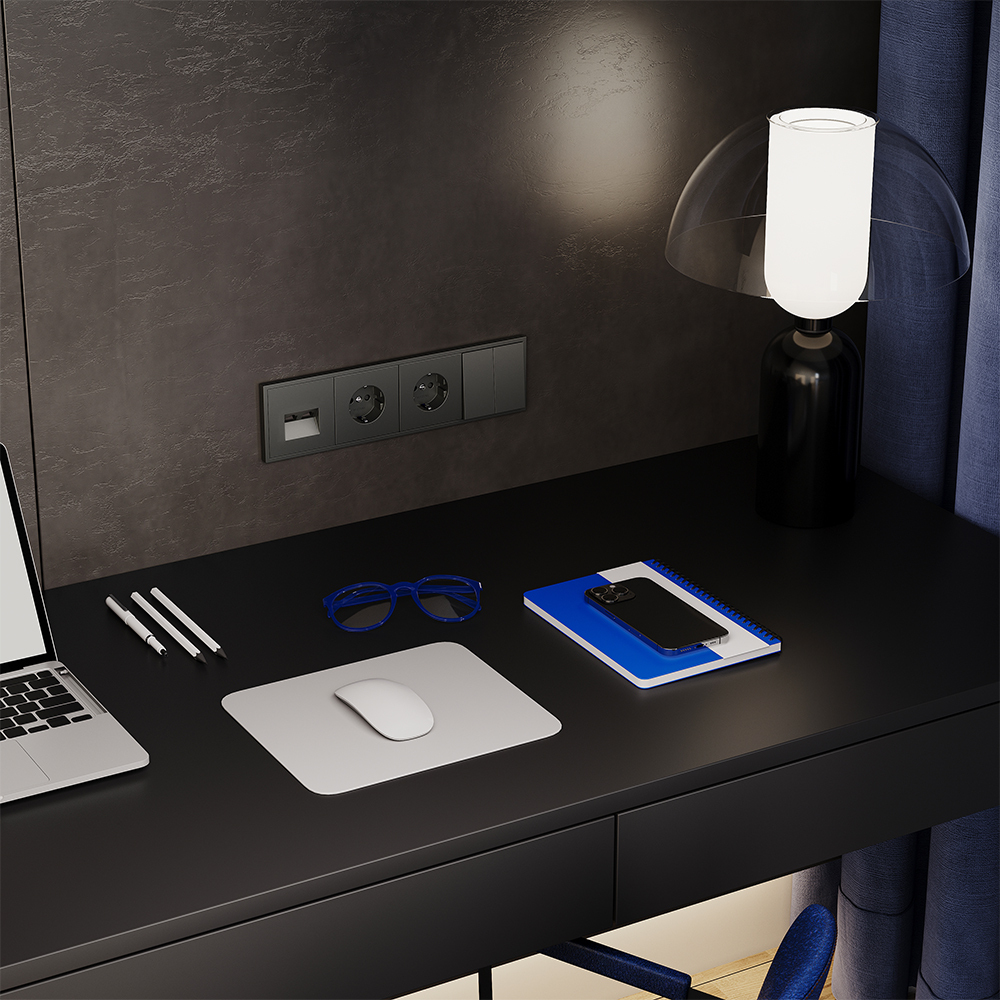 Выключатель двухклавишный Voltum S70 VLS020106 (титан)