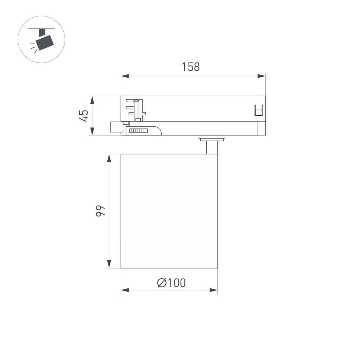 Трековый трехфазный светильник Arlight LGD-DYKE-4TR-R100-36W Day4000 (BK, 20 deg, 230V) 052137
