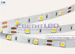 Лента LED, IP33, 12V, SMD5050, 7.2W/м, 30LED/м, белый холодный