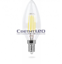 Лампа LED E14(свеча), 7W, 220V, нейтральный 4500К, 540Lm, филаментная