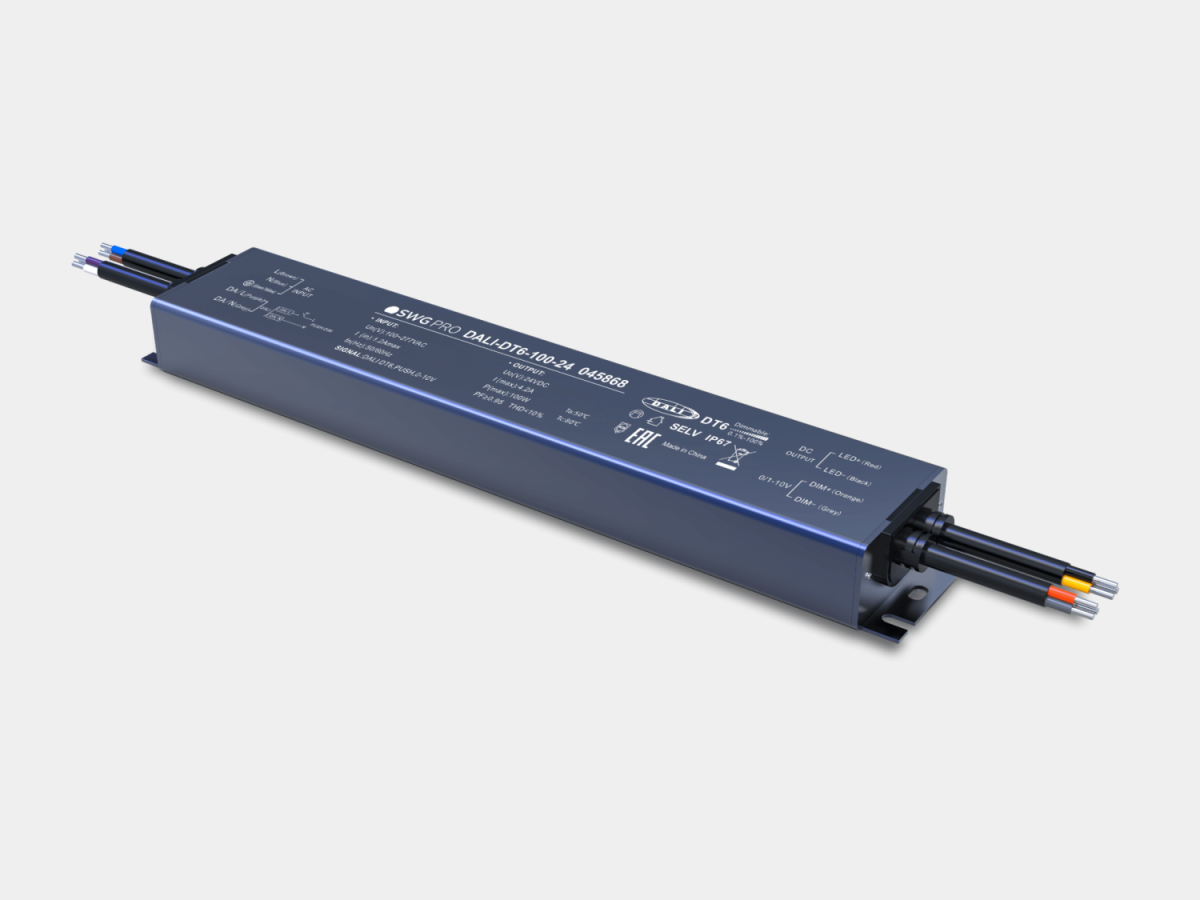 Диммируемый блок питания для светодиодных лент SWG Pro DALI DT6, 24 В, 100 Вт, IP67, DALI-DT6-100-24 00-00045868