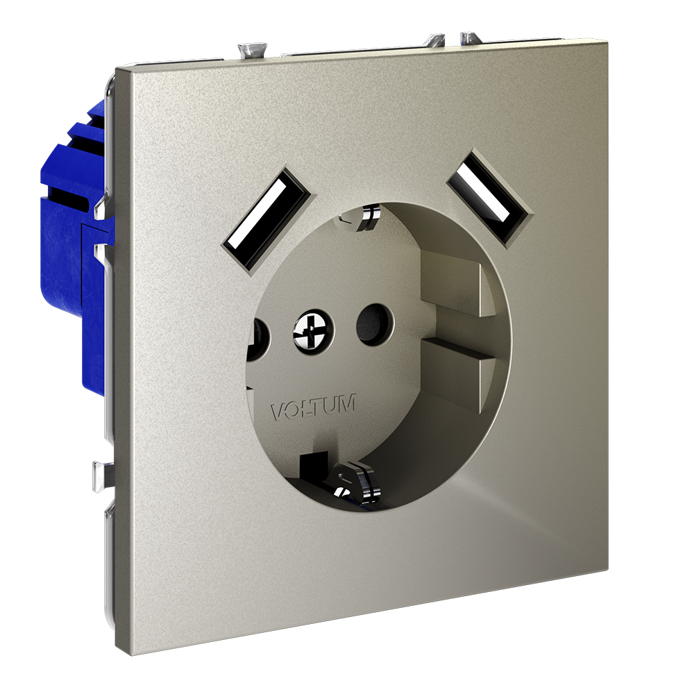 Розетка с USB, А+А Voltum S70 VLS040404 (шелк)