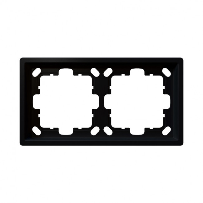 Рамка серия FD 2-постовая, цвет Черный матовый (soft touch) Jasmart FD1002PBM