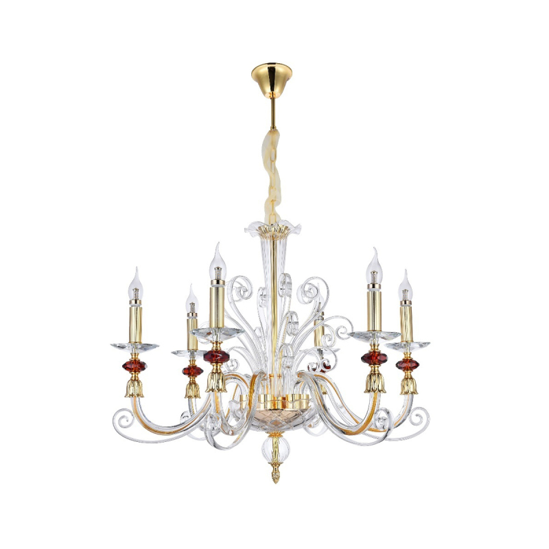 Подвесная люстра Crystal lux CATARINA SP6 V2 GOLD/TRANSPARENT-COGNAC Подвесная люстра Crystal lux CATARINA SP6 V2 GOLD/TRANSPARENT-COGNAC