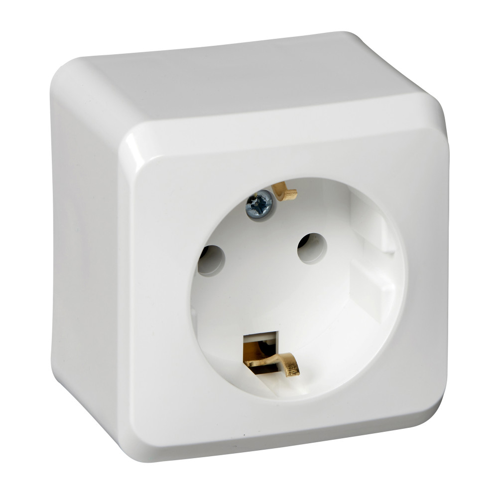 Розетка 1-ая с/з без шторок Systeme Electric Этюд наруж PA16-003B