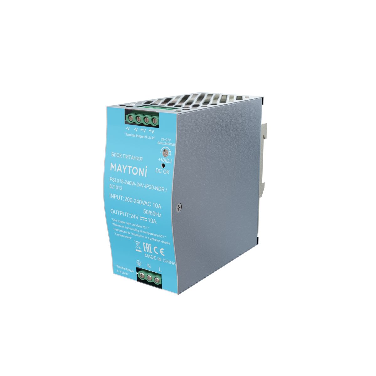 Блок питания Maytoni PSL015 240Вт DC24В IP20 821013 Блок питания Maytoni PSL015 240Вт DC24В IP20 821013