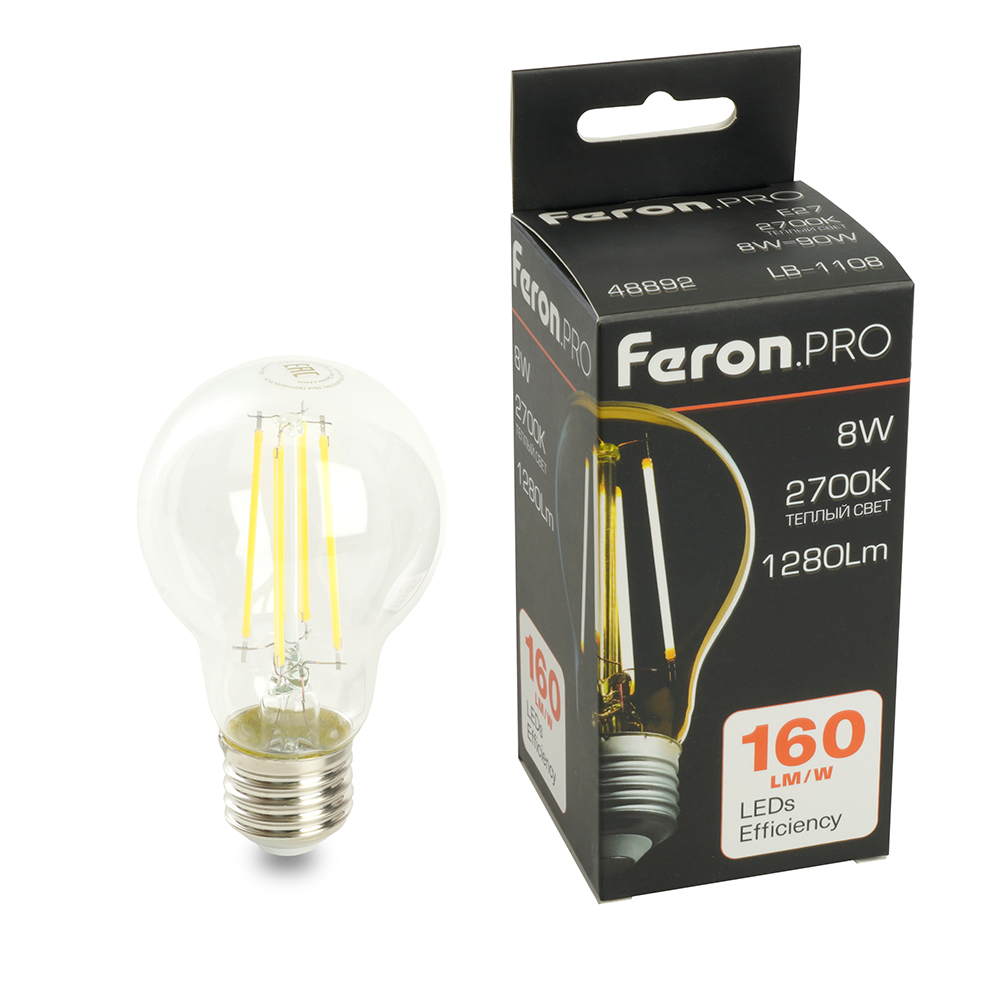 Светодиодная лампа Feron LB-1108 E27 8W 2700K 48892 Светодиодная лампа Feron LB-1108 E27 8W 2700K 48892