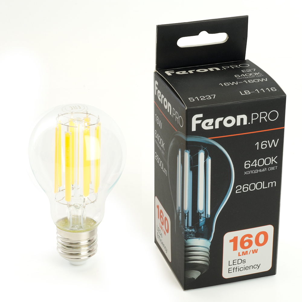 Светодиодная лампа Feron LB-1116 E27 16W 6400K 51237 Светодиодная лампа Feron LB-1116 E27 16W 6400K 51237