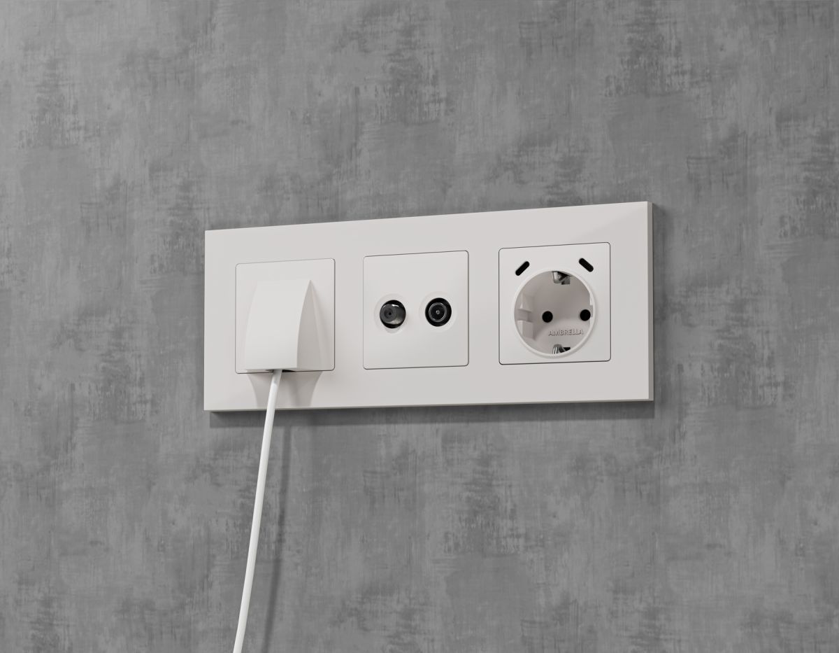 Лицевая панель Alfa (Белый матовый) для TV двойной розетки Quant Ambrella Volt AP1333