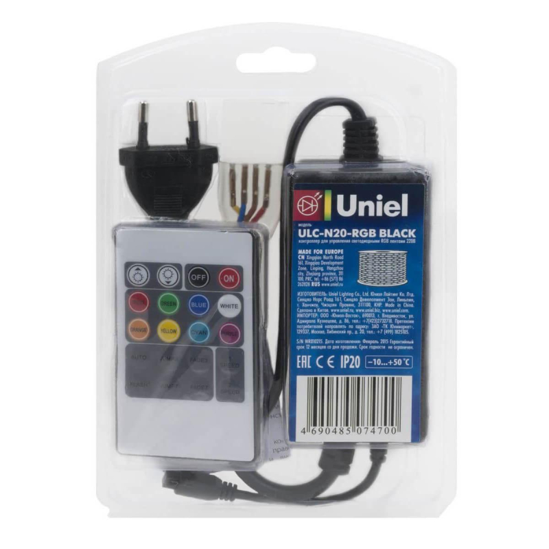 Контроллер для светодиодных RGB лент (10800) Uniel ULC-N20-RGB Black Контроллер для светодиодных RGB лент (10800) Uniel ULC-N20-RGB Black