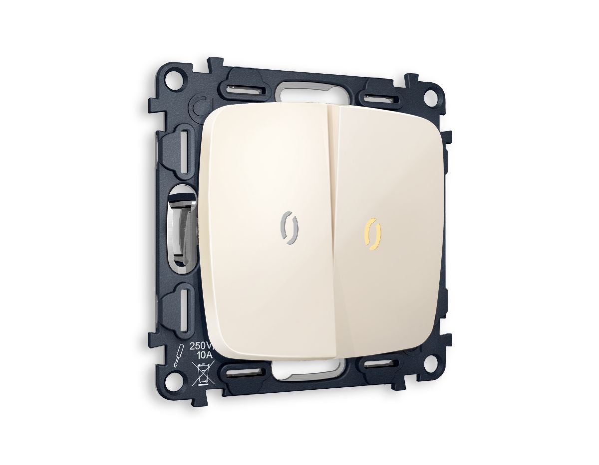 Комплект механизма 2-кл выключателя с подсветкой Ambrella Volt Omega MO304010