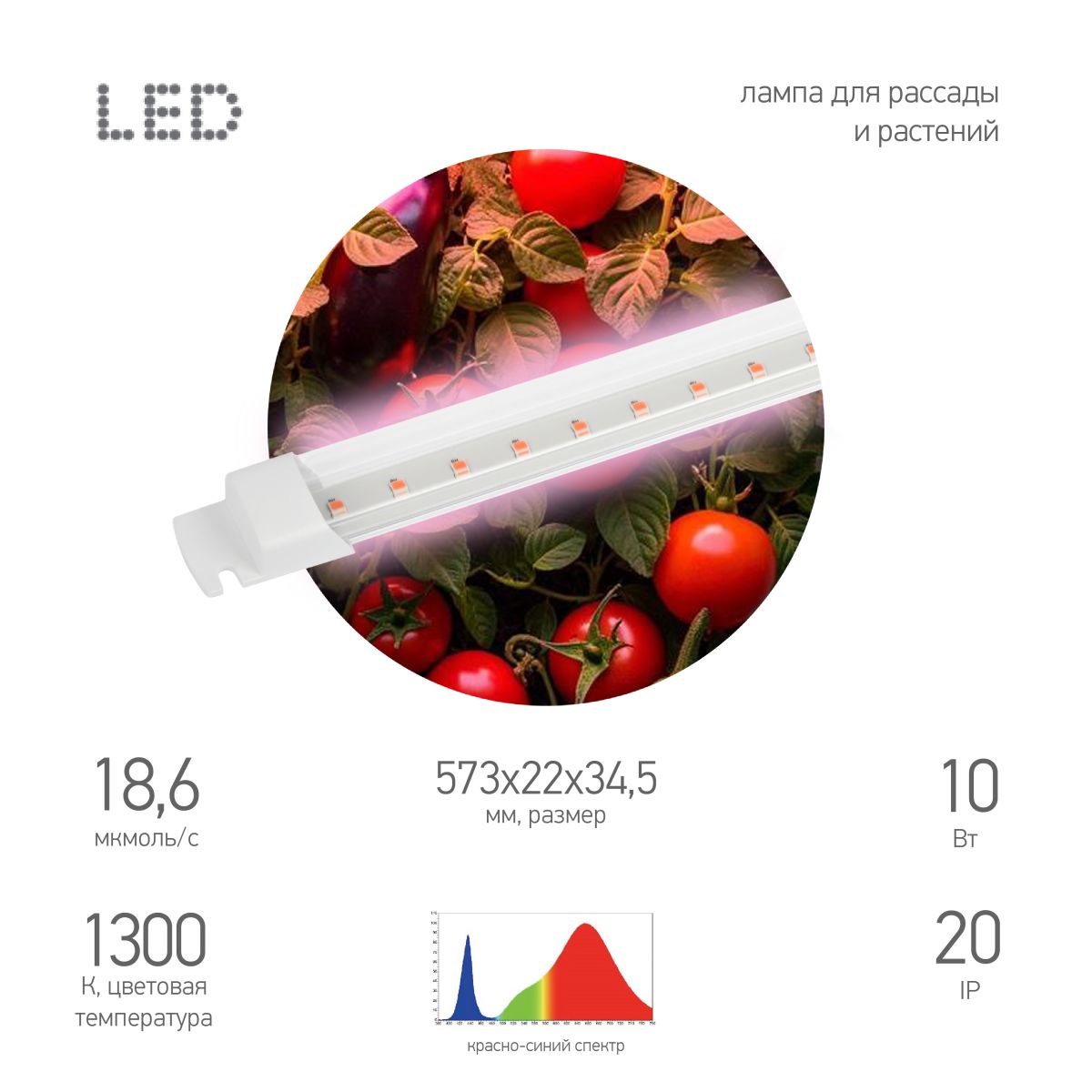 Светильник для растений Эра FITO-10W-Т5-PL-Slim-GR Б0066958