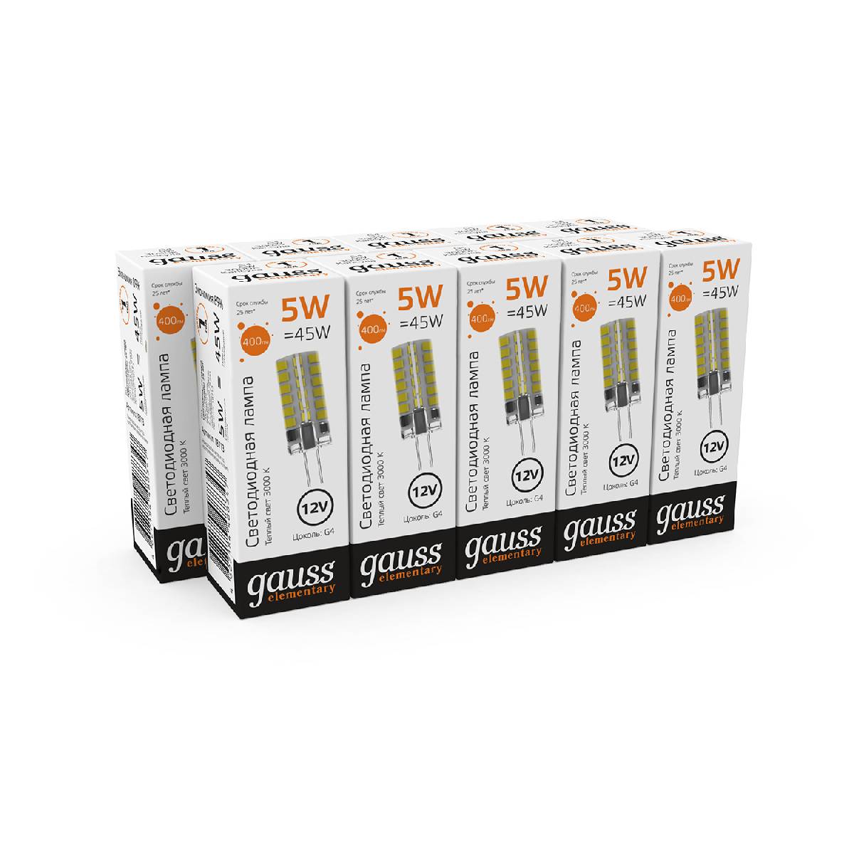 Лампа cветодиодная Gauss Elementary G4 3W 3000K прозрачная 18713 Лампа cветодиодная Gauss Elementary G4 3W 3000K прозрачная 18713