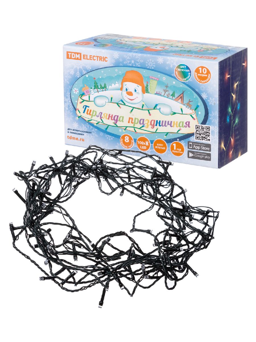 Светодиодная гирлянда TDM Electric СГ100MЗ10 250V разноцветная 8 режимов SQ0361-0041