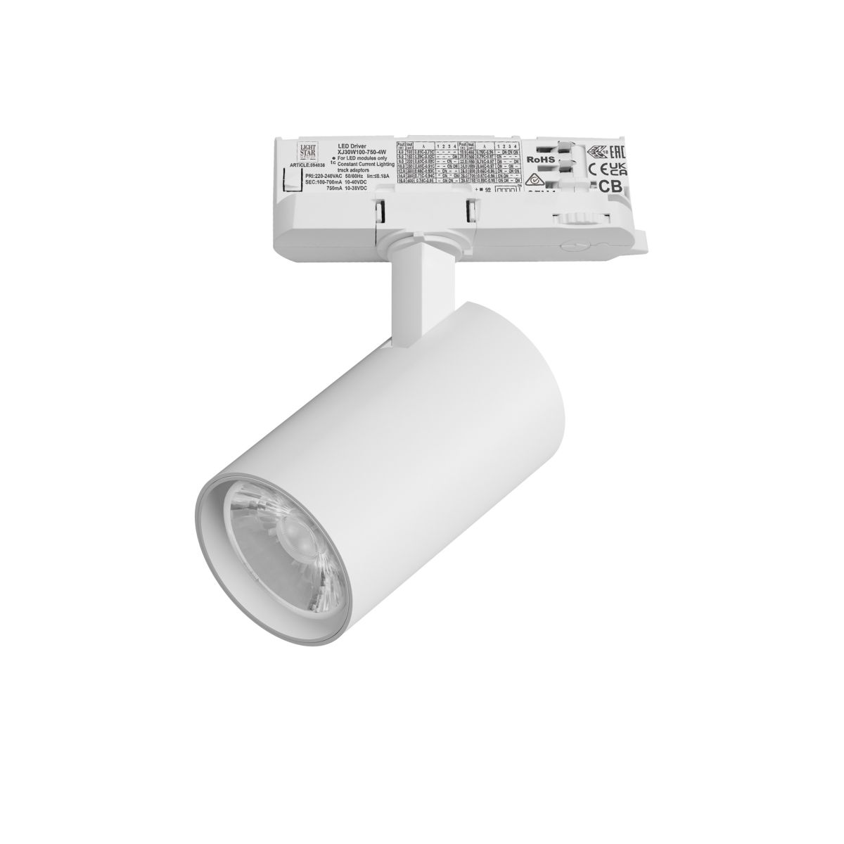 Светильник для трековой системы Quattro LED 15G с адаптером Lightstar Alta Base A5146QT15G (215146 + 594036 + 215101)