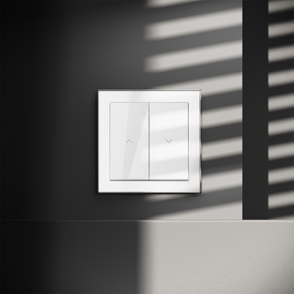 Выключатель встраиваемый Voltum S70 для жалюзи 10А, (белый глянцевый) VLS020701