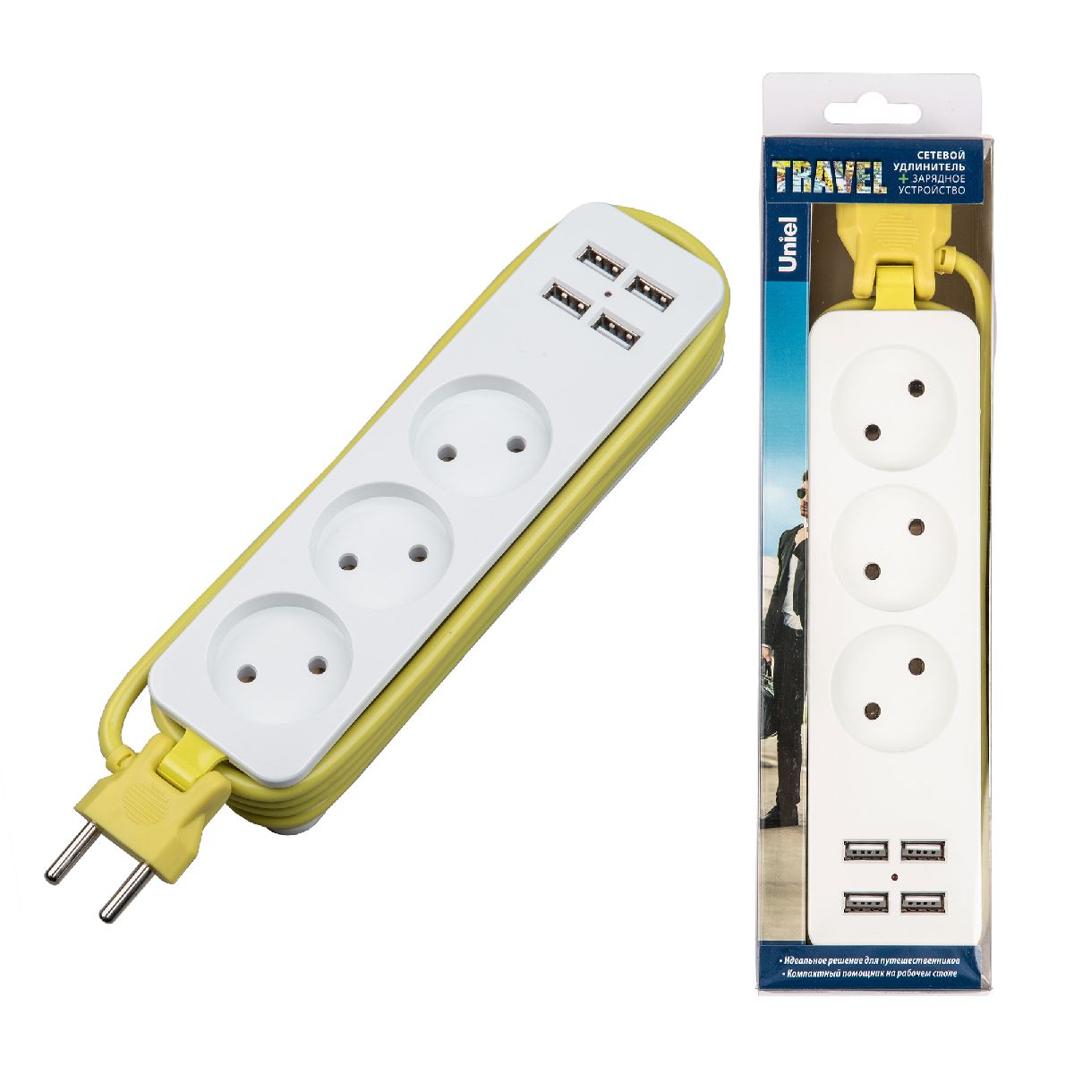 Удлинитель Uniel S-CT3-1,8U WHITE/GREEN UL-00011136