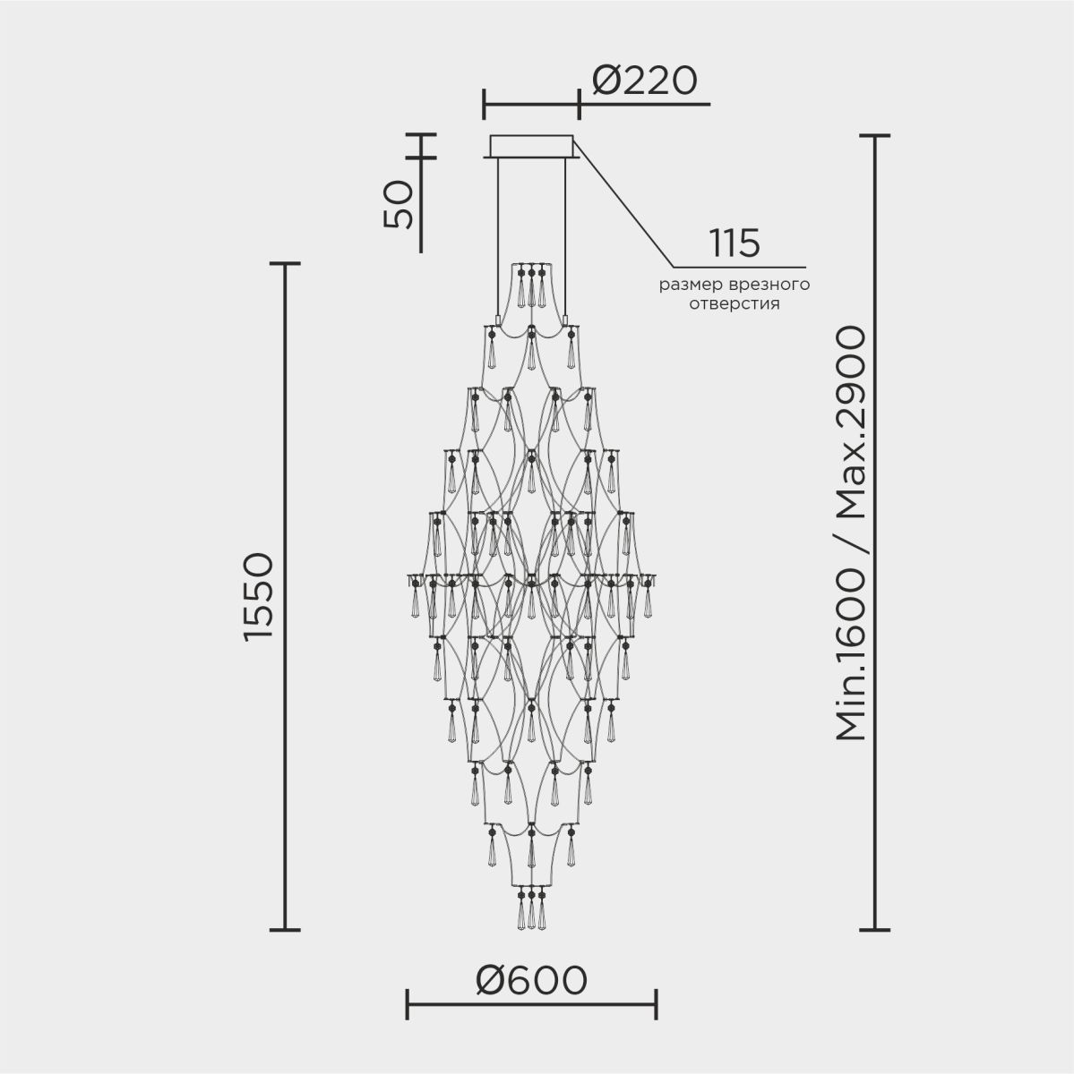 Подвесная люстра Modelux premium ML.7826.600P CR