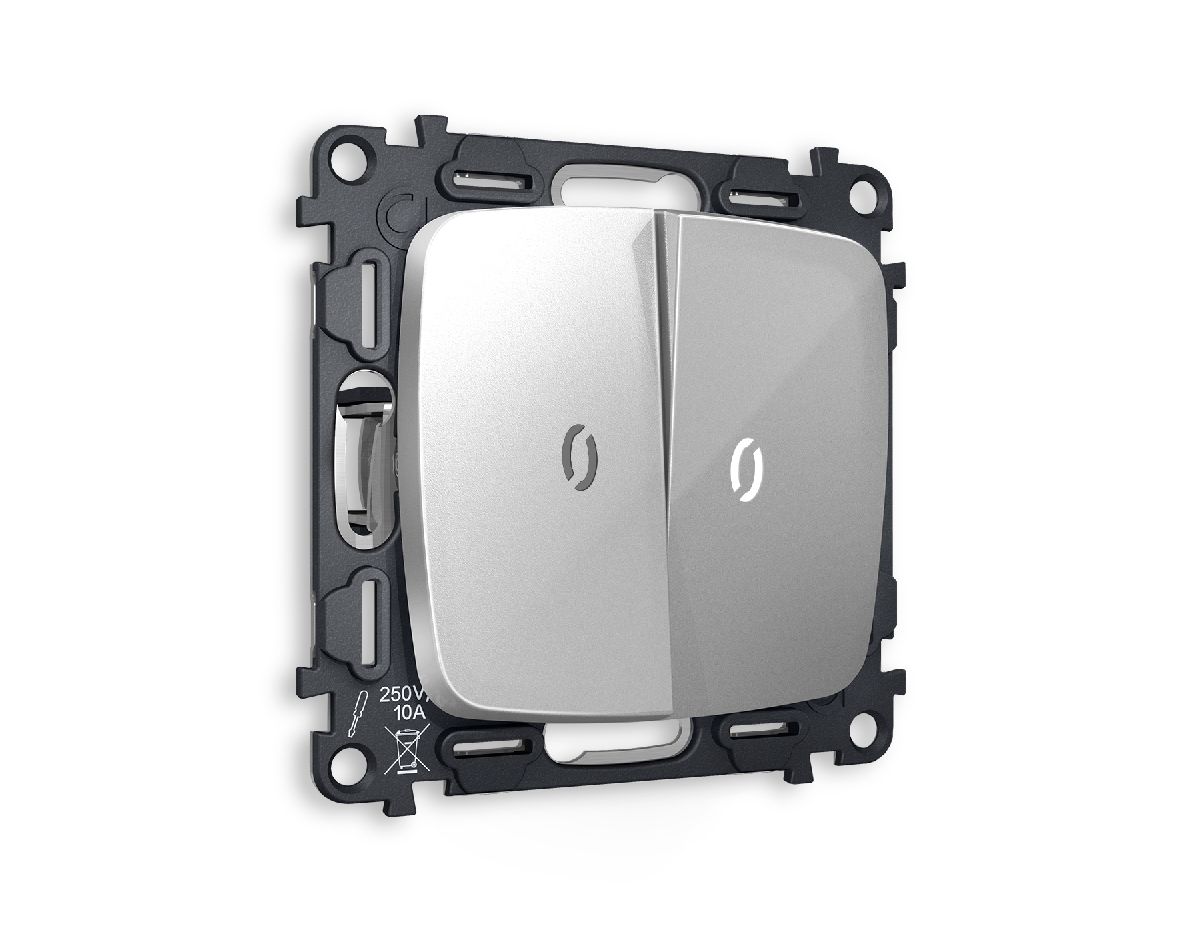 Комплект механизма 2-кл выключателя с подсветкой Ambrella Volt Omega MO404015