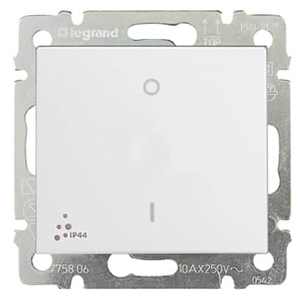 Выключатель одноклавишный двухполюсный Legrand Valena 10A 250V IP44 белый 770092