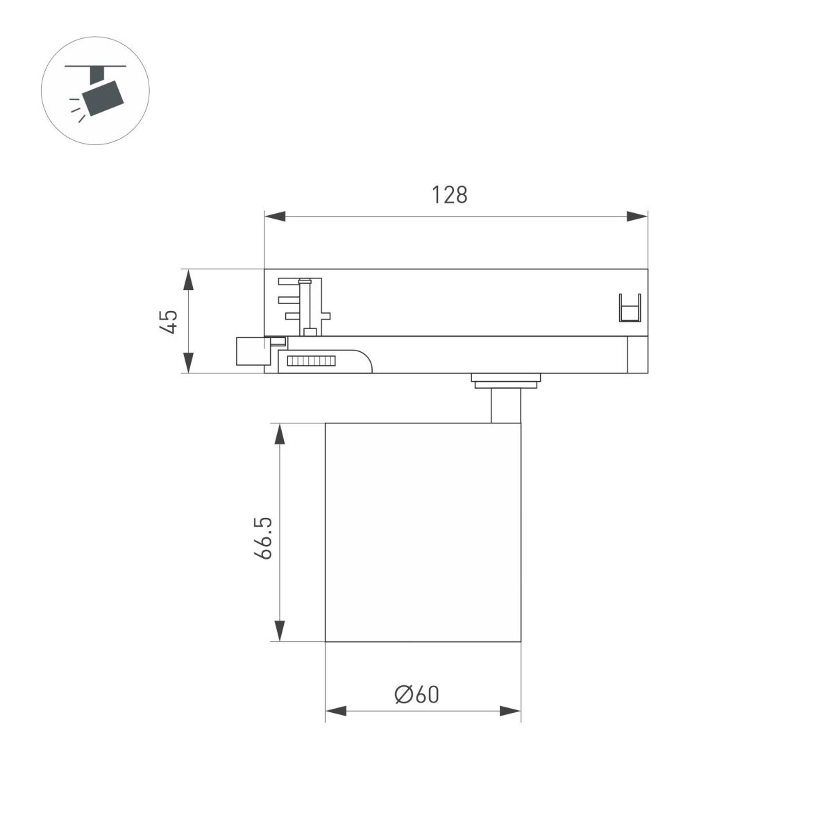 Трековый трехфазный светильник Arlight LGD-DYKE-4TR-R60-8W Day4000 (WH, 38 deg, 230V) 052270