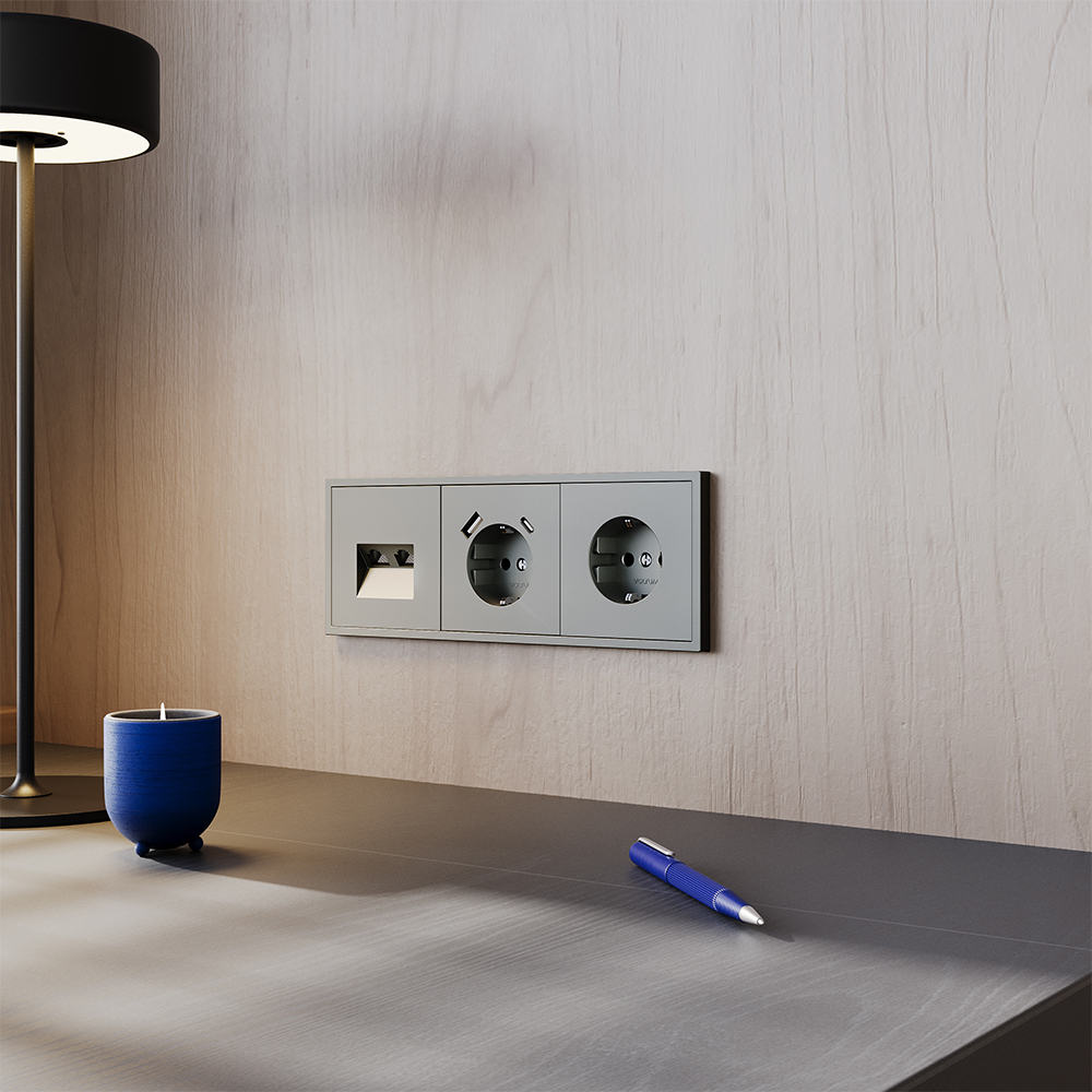 Розетка компьютерная двойная Voltum S70 VLS060206 (титан)