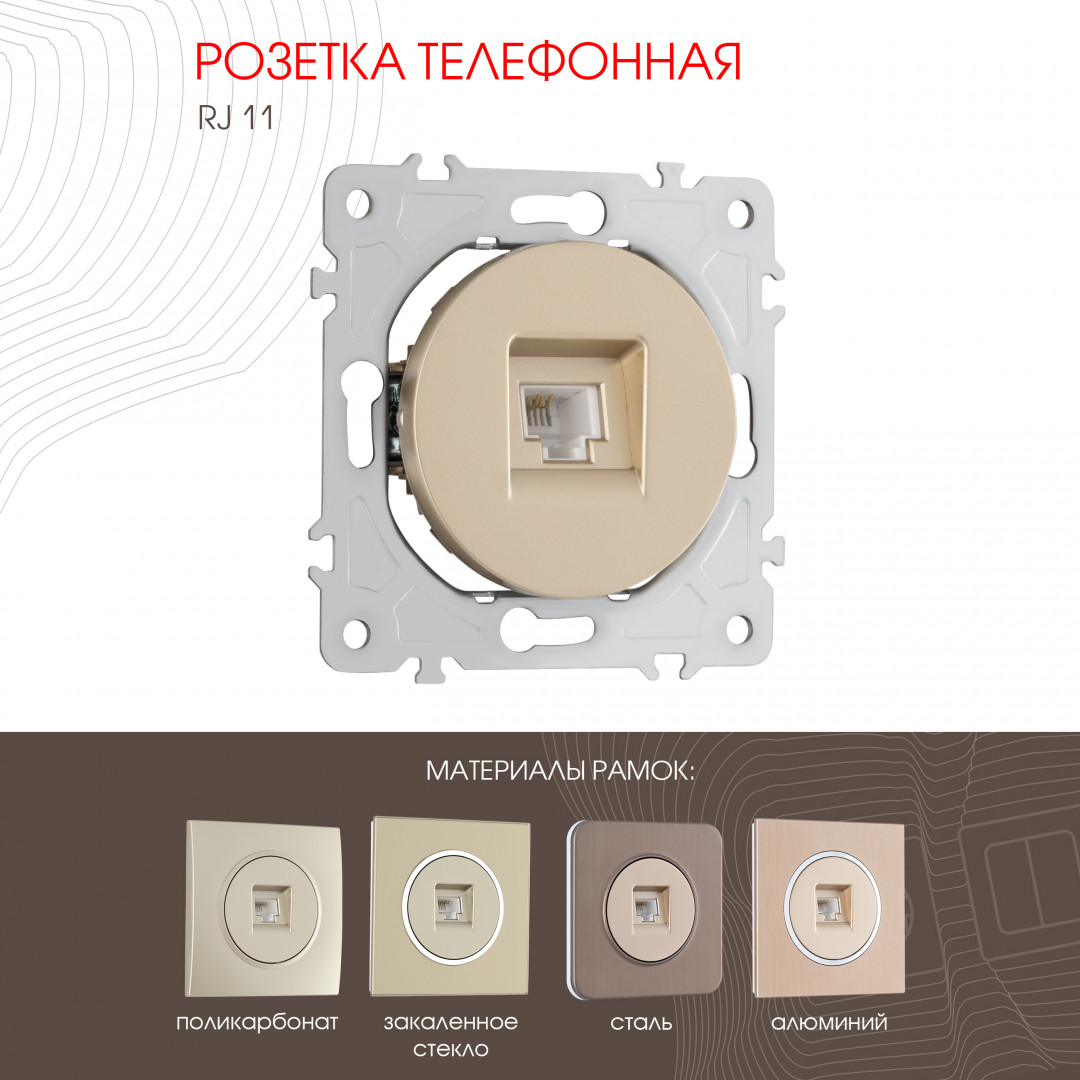 Розетка телефонная RJ11 Arte Milano 202.51-1.shampan